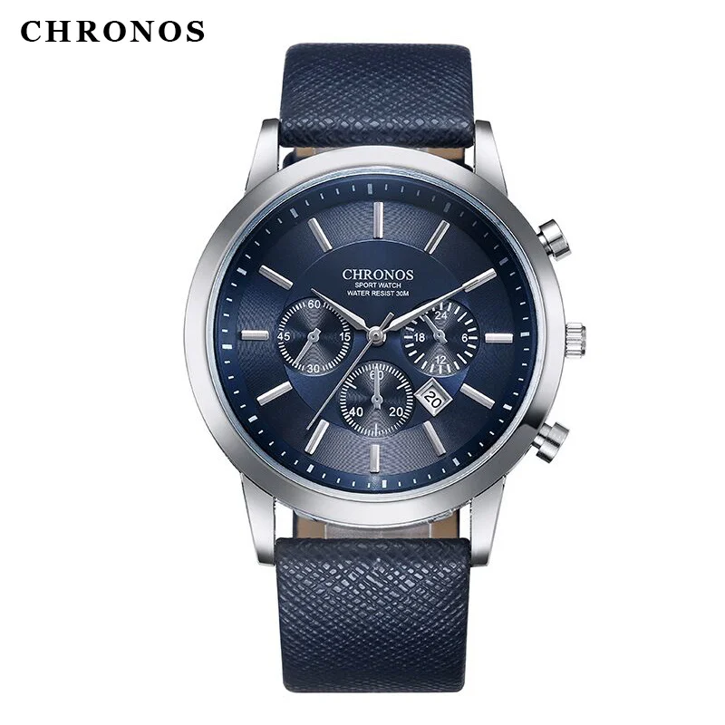 CHRONOS часы Для мужчин лучший бренд класса люкс кожаные спортивные Relogio Masculino Ceasuri