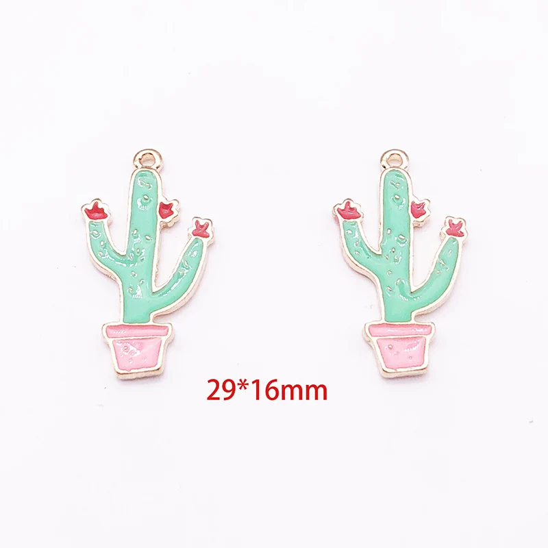 Cactus 10 шт./партия, мультяшный торт Llamas, любовь, сердце, кактус, эмаль, шарм, Золотой Металл, подвеска, масляные капли, очаровательные серьги, ювелирные изделия, сделай сам, YZ274 - Окраска металла: Cactus