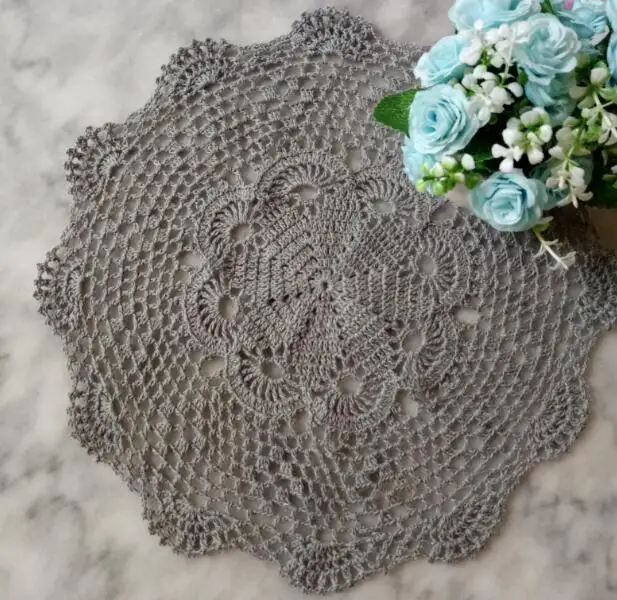 Кружевной круглый хлопковый коврик ручной работы для стола тканевый посуды