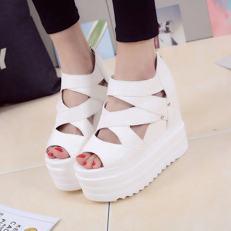 Босоножки женские на платформе с открытым носком сандалии высоком каблуке 10-11 см