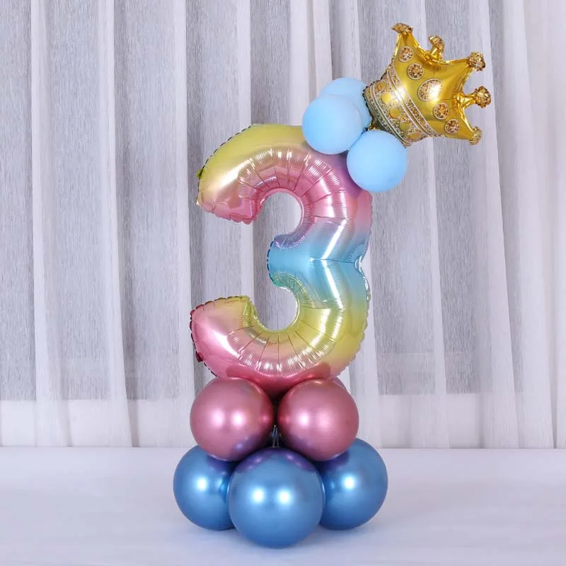number 3 14 шт. 32 дюймов градиент номер Фольга шарики Baby Shower 1 2 3 4 5 6 7 8 9 лет Happy День рождения украшения детский праздничный костюм Свадебные сувениры - Цвет: number 3