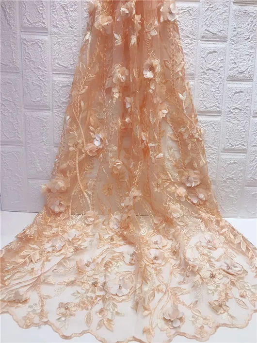 

NEW Powder Blue Lace Handmade Beaded Fabirc, African Lace Fabric 3D Applique, Fashion Wedding Dress Nigeria Lace