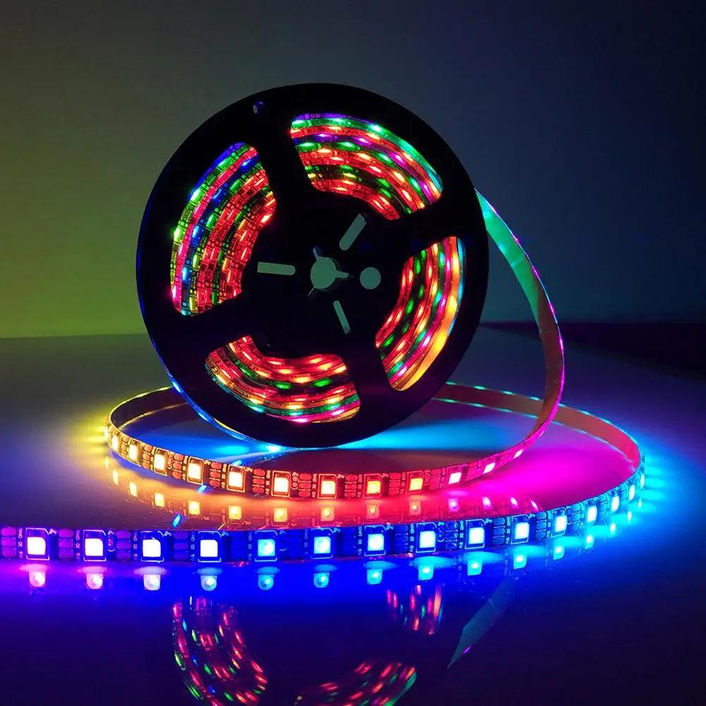 5 в постоянного тока WS2812B Светодиодная лента RGB 50 см 1 м 2 3 4 смарт адресуемые