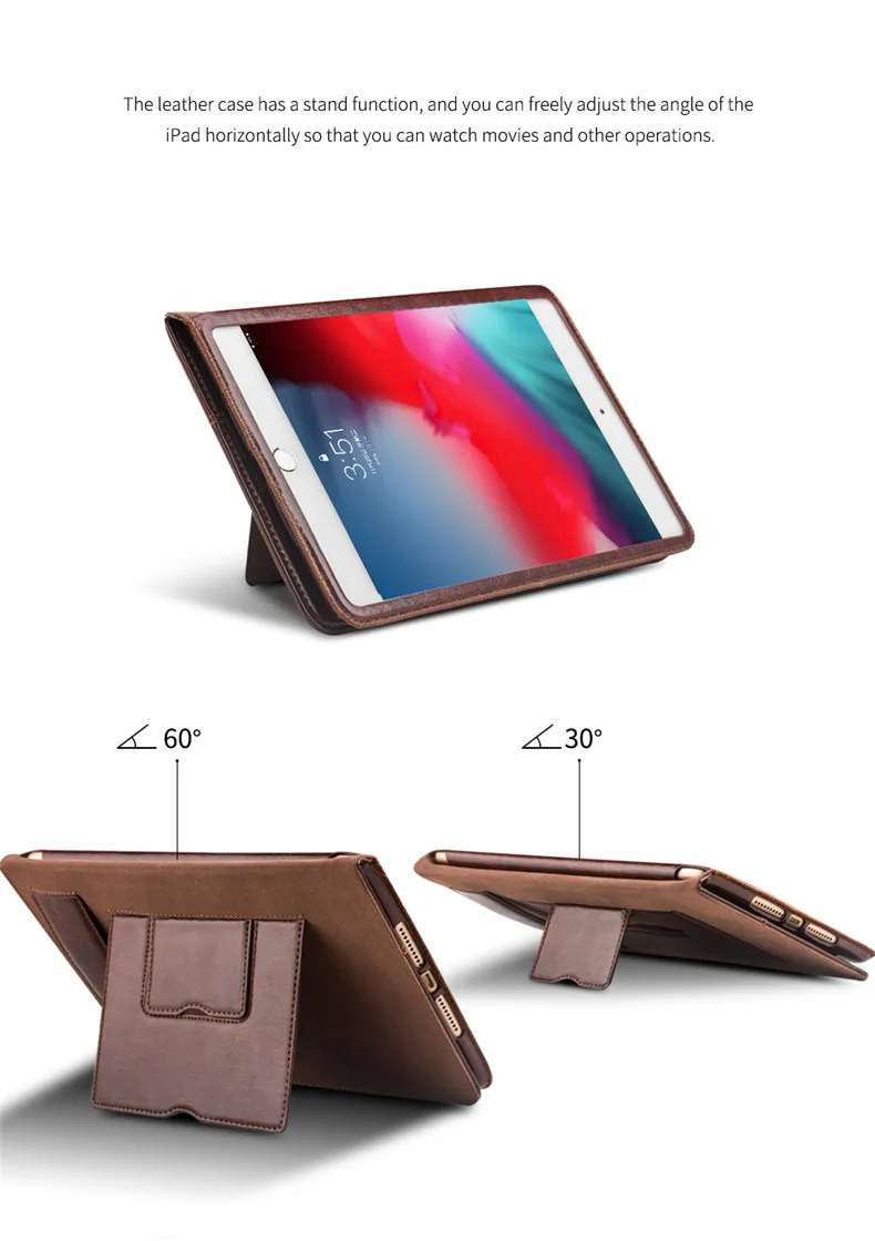 QIALINO Роскошный чехол из натуральной кожи для iPad mini 5, модный флип-чехол ручной работы с функцией автоматического пробуждения и сна