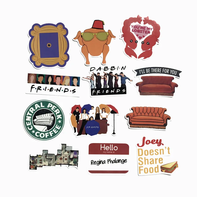 34PCS American drama friends friend stickers trolley suitcase luggage scooter graffiti sticker body | Игрушки и хобби