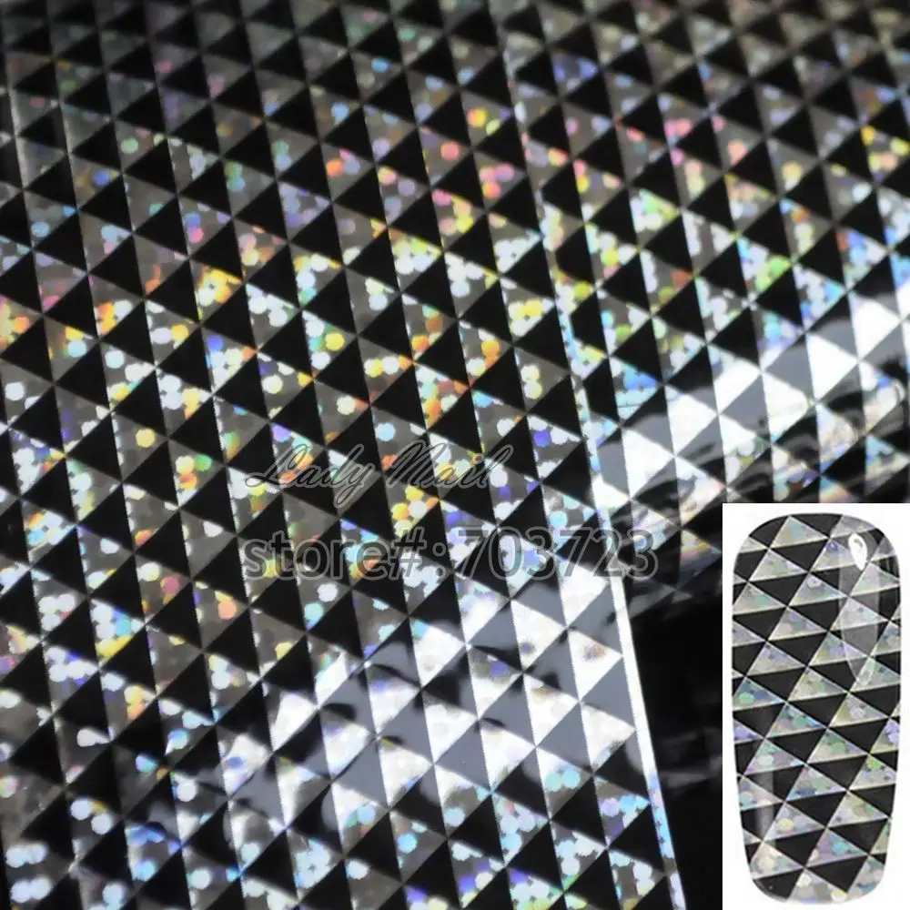 

Laser Silver Black Triangle Nail Art Transfer Foil Paper Tip Sticker Nails Craft Decoration New Fashion Design GL67