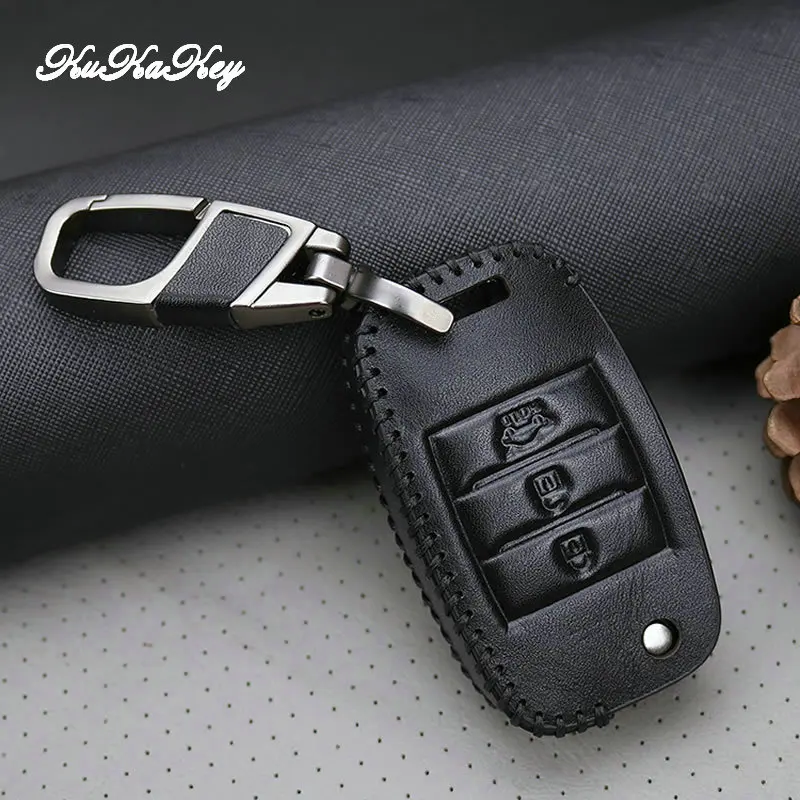 Чехол из натуральной кожи с 3 кнопками для KIA Sid Rio Soul Sportage Ceed Sorento Cerato K2 K3 K4 K5