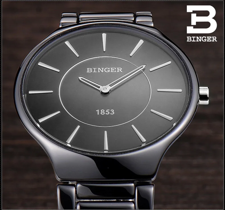 Оригинальные роскошные швейцарские брендовые керамические часы BINGER мужские и женские кварцевые часы тонкие стильные водонепроницаемые настольные часы