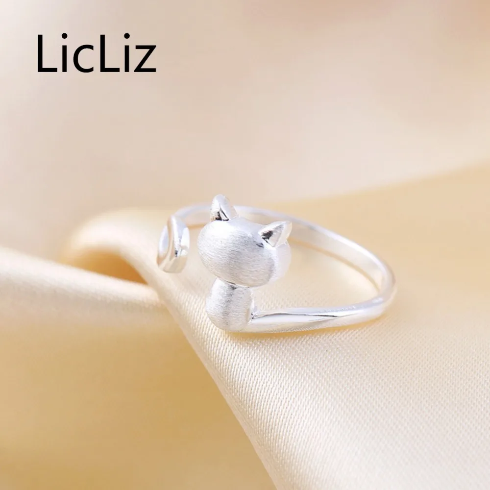 LicLiz новые открытые серебряные кольца в виде кошки для женщин ювелирные изделия