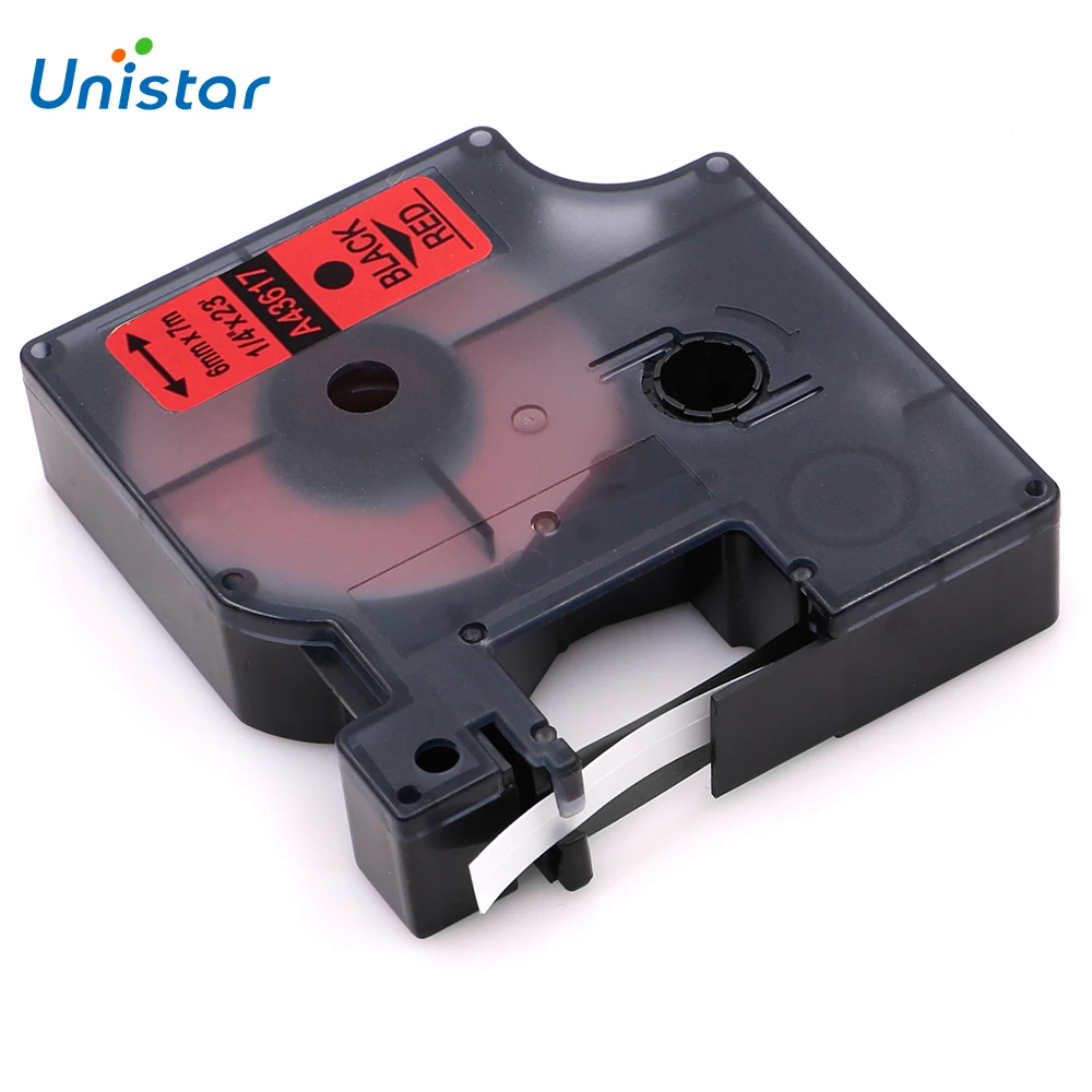 UNISTAR 2 шт этикетки ленты совместимы с Dymo D1 43617 черный на красном 6 мм этикетками для