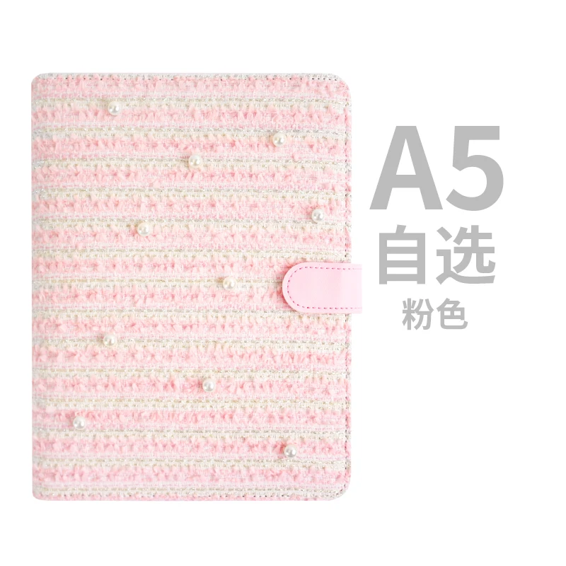 A5 pink Творческий Макарон войлок, украшенная жемчужинами офисные школьные 6-отверстия связующего органайзер для планирования мероприятий спиральная записная книжка для детские канцелярские принадлежности A5A6 - Цвет: A5 pink
