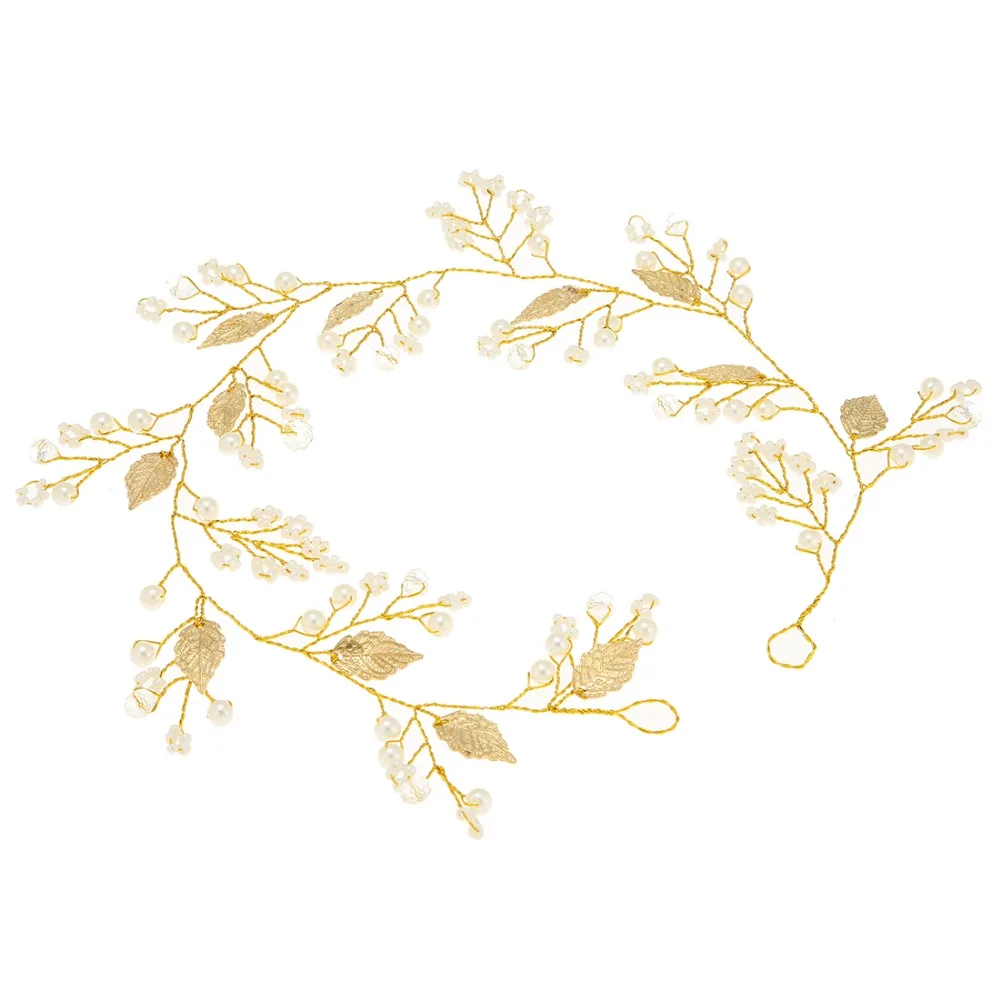 

Pearl Hair Accessories Goddess Greek Leaf Princess Beaded Headdress Girl Headdress Bride Resin Jewelry Wedding Headband.