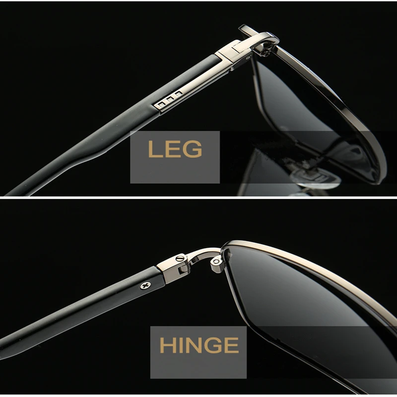 Классические мужские поляризованные солнцезащитные очки в металлической оправе