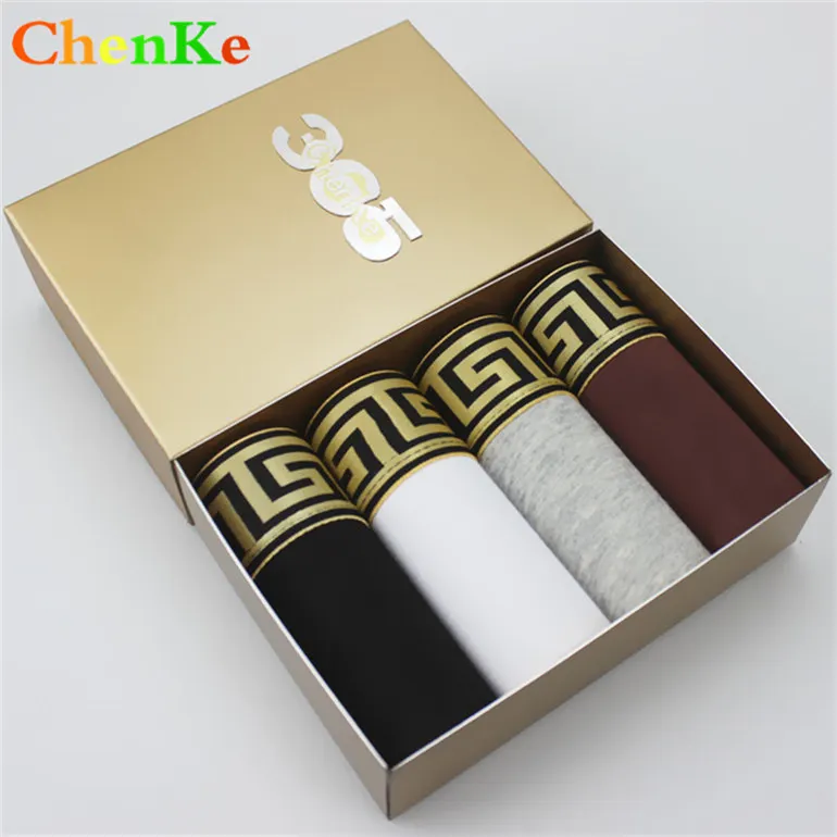 four pcs 010 no box ChenKe,, мужские хлопковые боксеры, шорты для мужчин, расширяющийся золотой пояс, хитовое нижнее белье, Брендовые мужские боксеры, мужские трусы, 7 цветов - Цвет: four pcs 010 no box