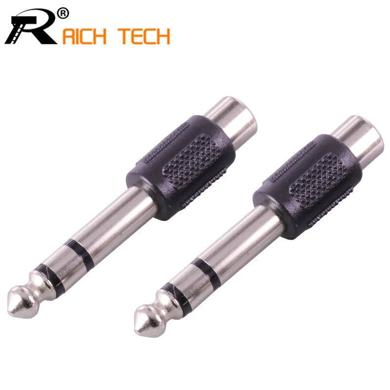 12 шт. разъем динамика RCA штекер черный пластиковый адаптер для стерео Jack 6 3 мм