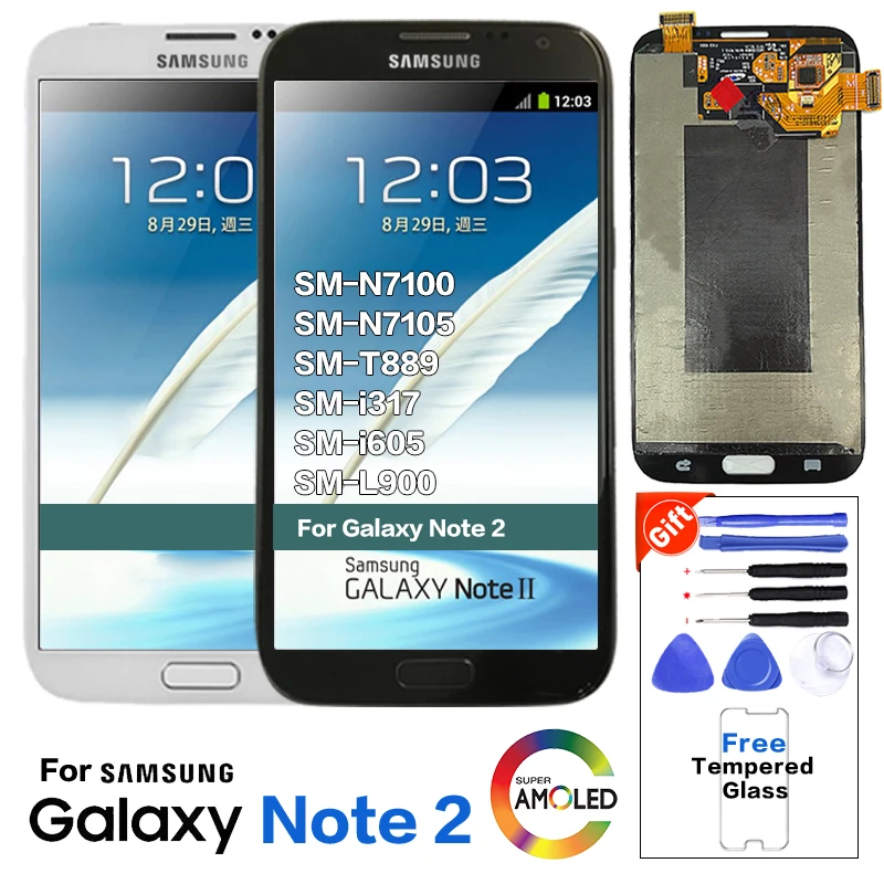 Протестированный супер AMOLED ЖК-дисплей для samsung Galaxy Note 2 Note2 N7100 N7105 T889 i317 i605 L900 экран дигитайзер сборка
