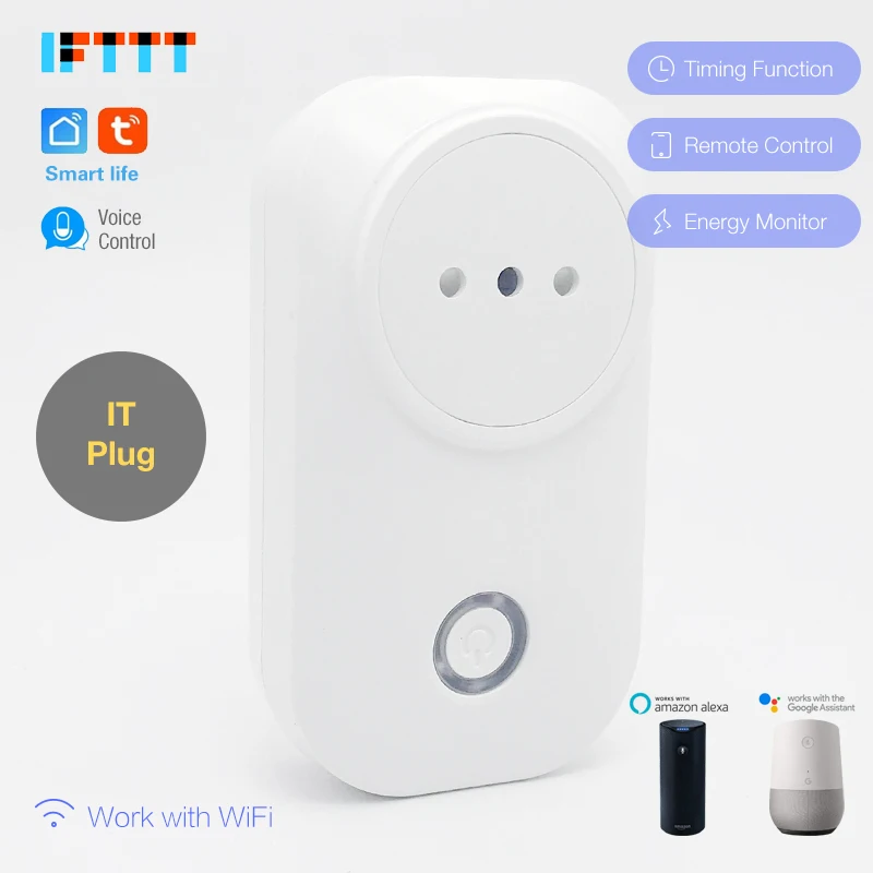 100 шт. 16A Италия wifi Smart IT Plug power Monitor умная розетка Голосовое управление работа с Alexa Google home DHL