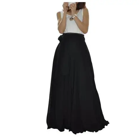 Шифоновая винтажная длинная плиссированные женские юбки 2019 летняя Высокая талия