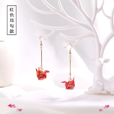 Hook - Red DoreenBeads модные Zephyr серьги гвоздики Красный Романтический кран кулон трендовые ювелирные изделия для женщин аксессуары подарок талисманы, 1 пара - Окраска металла: Hook - Red