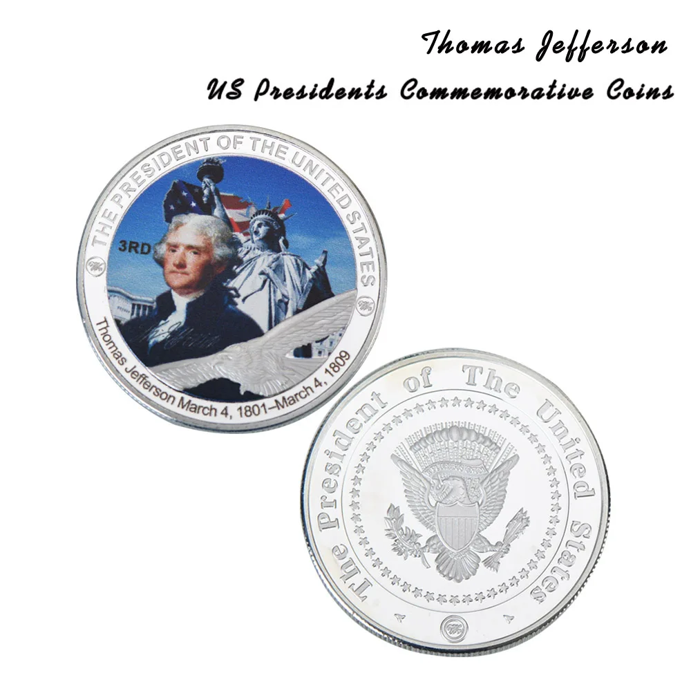 Президент США Томас Джефферсон вызов монета Посеребренная памятная с чехлом