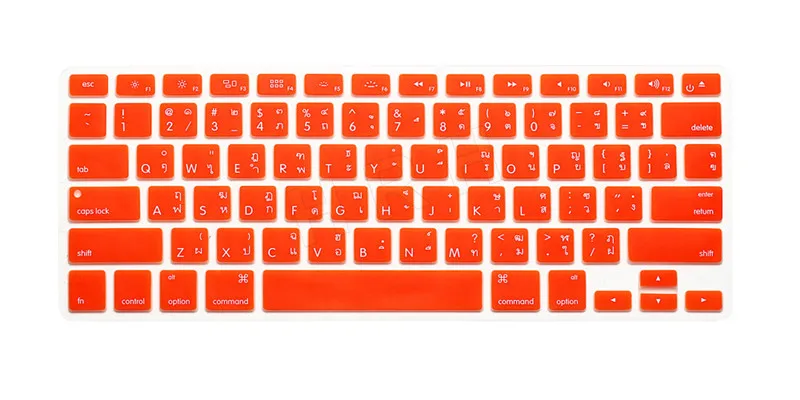 Orange HRH тайский язык Цвет гель Клавиатура Обложка силиконовый кожи протектор для MacBook Pro Air retina 1" 15" 1" выпуска до - Цвет: Orange