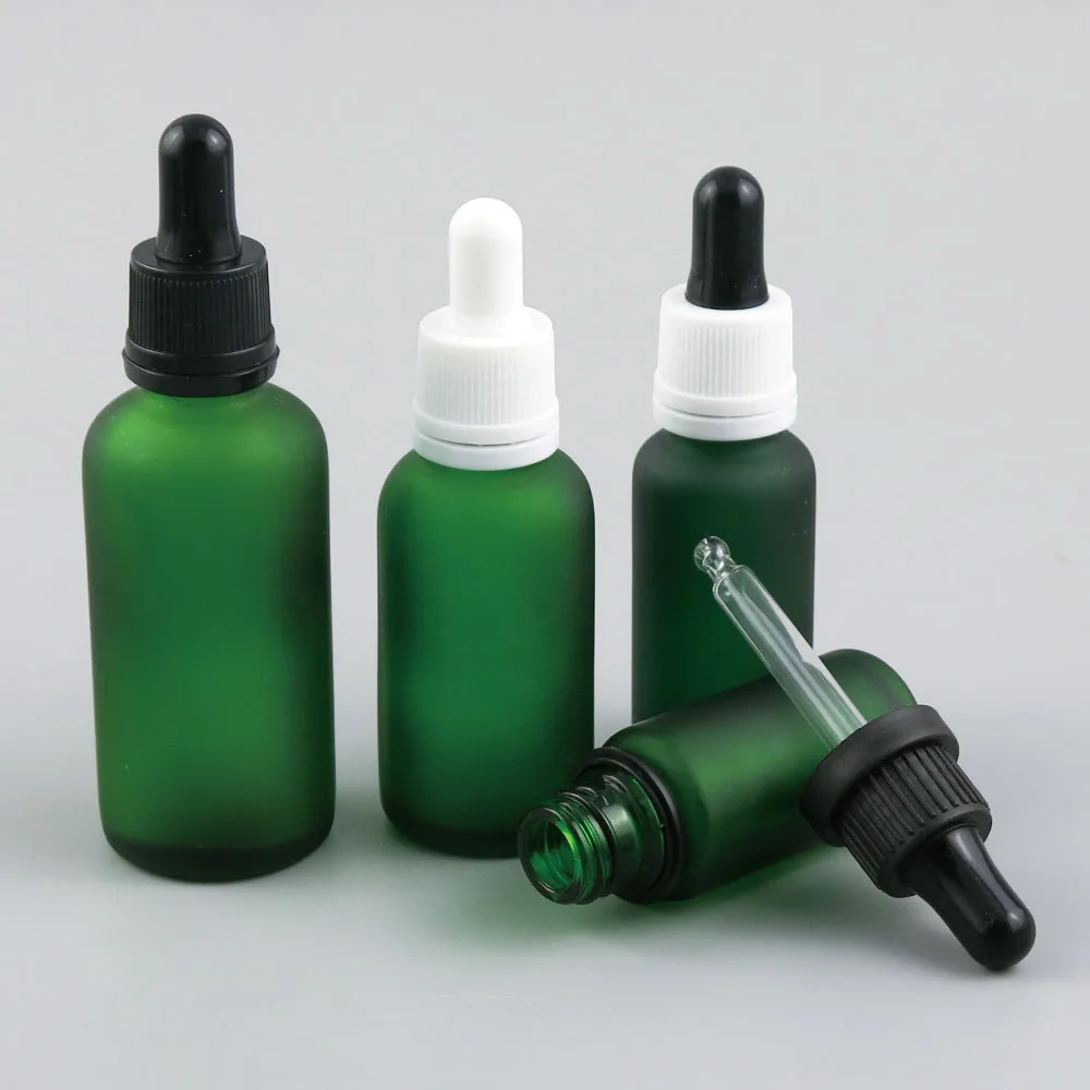 

360 x 5ml 10ml 15ml 20ml 30ml 50ml 100ml Essential Oil Frosted Green Glass Bottle With Dropper For Liquid Reagent Pipette Vial