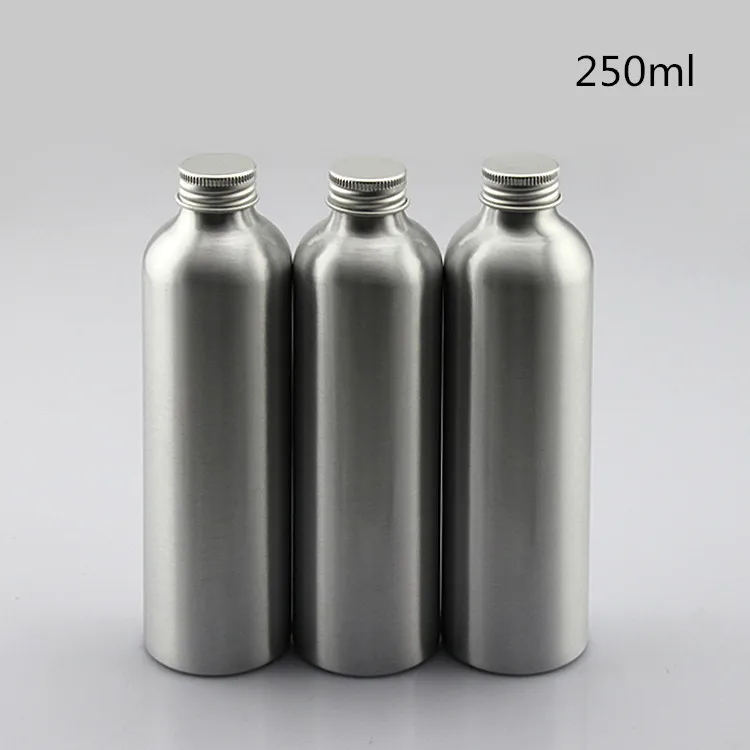 

30pcs/lot 250ml Aluminum Cosmetic Packaging metal Bottle, Essential Oil Bottle with aluminum screw caps