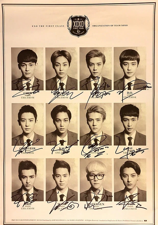 EXO-K+M autographed signed authentic by 12 members official poster XOXO(Kiss&ampHug) limited version freeshipping | Дом и сад