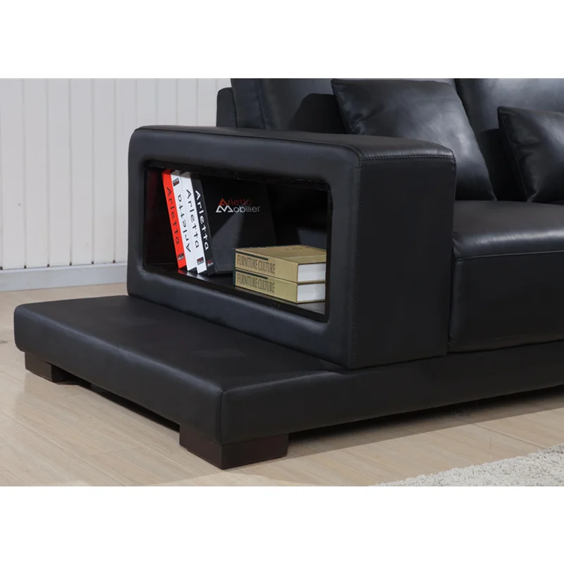 Черный простой дизайн роскошный кожаный диван итальянская мебель|Наборы для