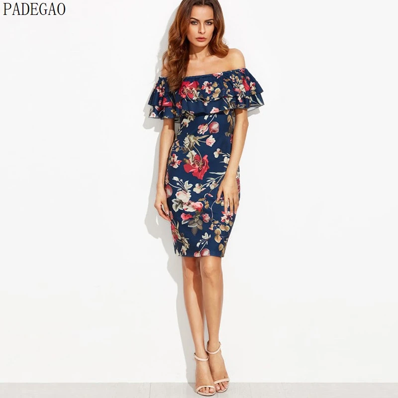 Padegao/2017 Лето Bodycon платье Двухслойное Лодка шеи сексуальный спинки печать обувь