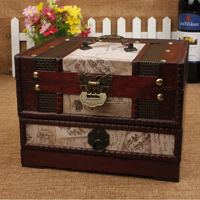 Зеркальная шкатулка деревянная коробка для хранения органайзер макияжа ретро