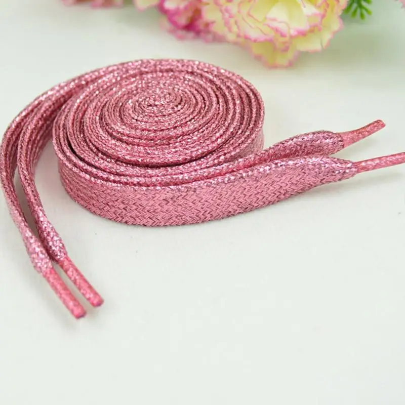 Pink 80 см Высокое качество кроссовки с шнурками модная спортивная повседневная обувь кружева сплошной цвет мерцающие плоские шнурки Cordones Zapatilla - Цвет: Pink