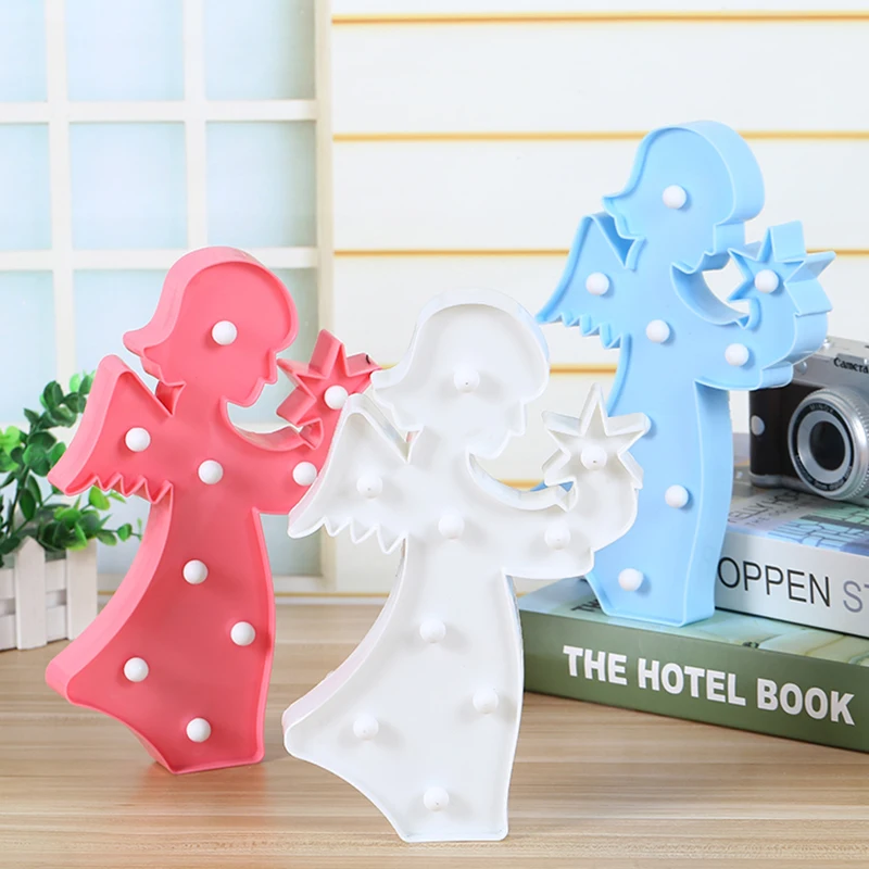 3D Ангел LED батарея свет знак ангела в форме освещения настенный светильник для