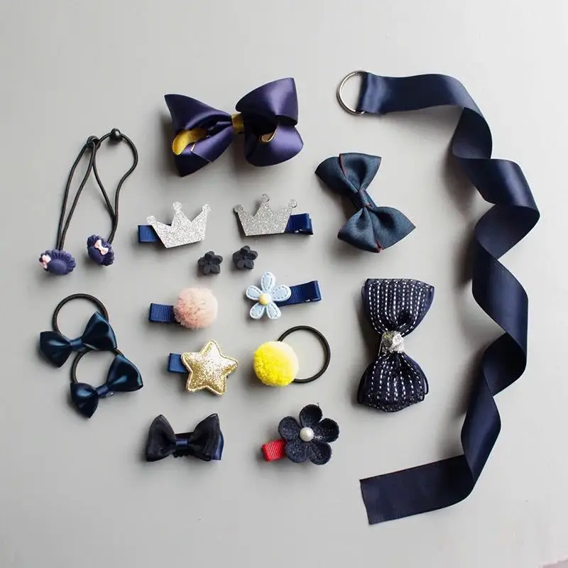 style2 blue no box 18 шт./компл. Детские аксессуары заколки для волос заколка для волос для маленьких девочек Заколки для волос милые бантики Корона Звезда головной убор для младенца подарок - Цвет: style2 blue no box