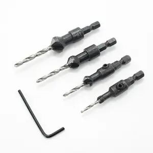 Коническая деревообрабатывающая столешница, сверло с шестигранной развертка с коническим хвостовиком, отверстие для сверла, сверло в форме бит, деревообрабатывающее отверстие, набор для открывания отверстий, 4 шт.