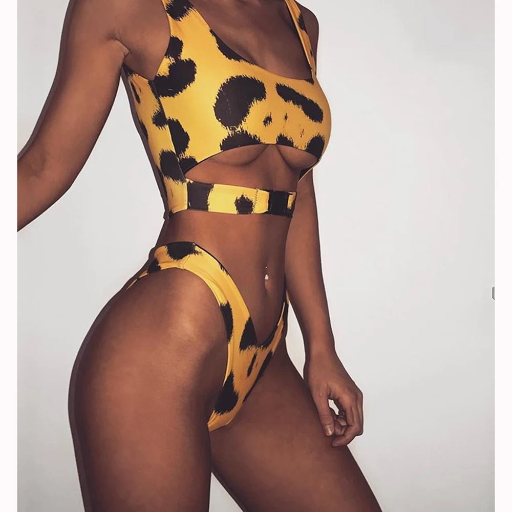 NAVSEGDA 2019 High Cut купальник Leopard Купальник бикини с рисунком для женщин Летняя Пляжная