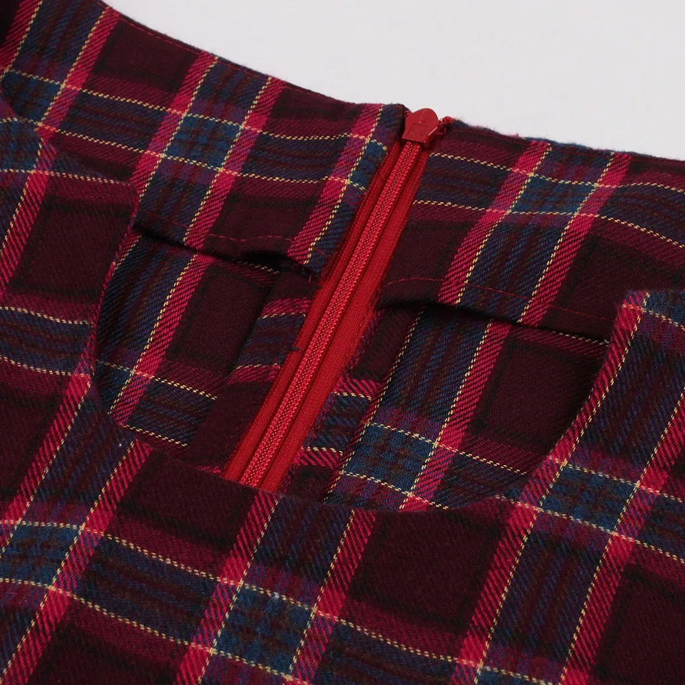 Для женщин винтажные наряды красный плед трапециевидной формы повседневное