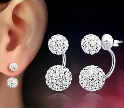 Promotion 30% Silver Plated Fashion U Bend Shiny Shambhala Ball Ladies Stud Earrings Jewelry Allergy Free Wholesale Gifts