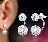 promotion 30 silver plated fashion u bend shiny shambhala ball ladies stud earrings jewelry allergy free wholesale gifts