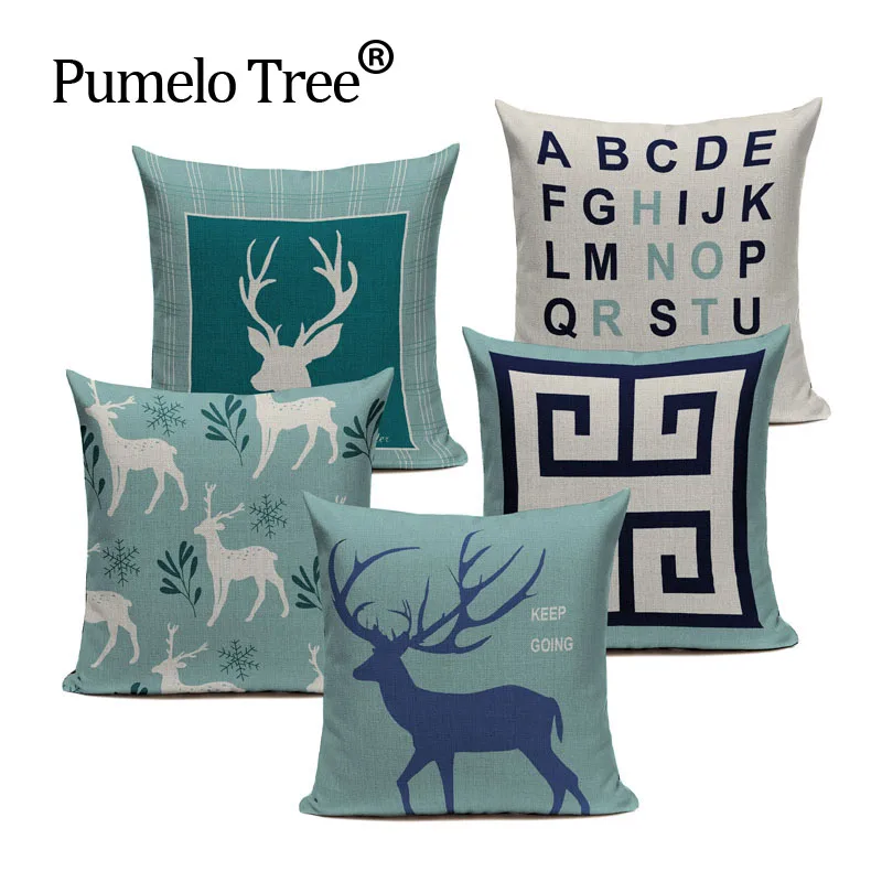 Наволочки с оленем лосем медведем слоном скандинавские геометрические стрелы