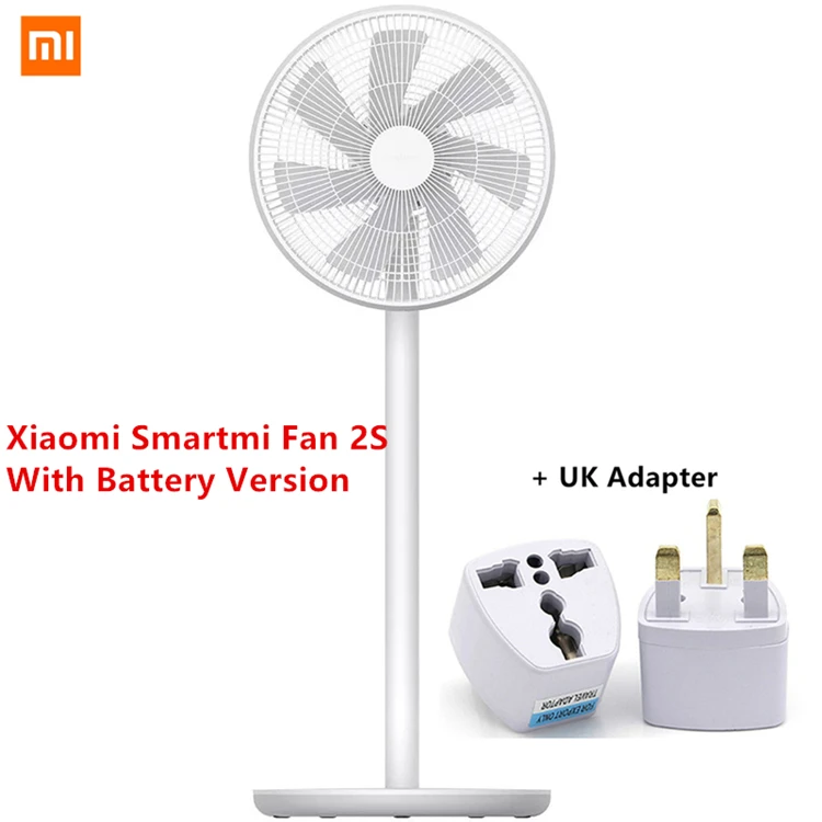 With Battery UK Plug Mi jia Smart mi Fan 2/2S беспроводной умный естественный ветер DC преобразователь частоты напольный вентилятор 2800 мАч батарея mi jia приложение дистанционное управление - Цвет: With Battery UK Plug