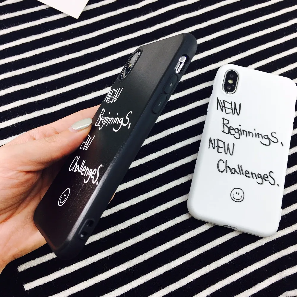 Мягкий черный телефон сумка для iPhone X 6s 7 8 плюс кавычки рисунком силиконовые