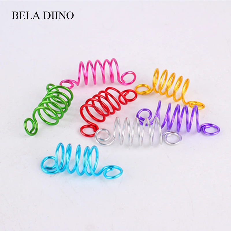 100 шт. смешанный цвет дреды металла Алюминий волос коса пружинная трубка кольцо с