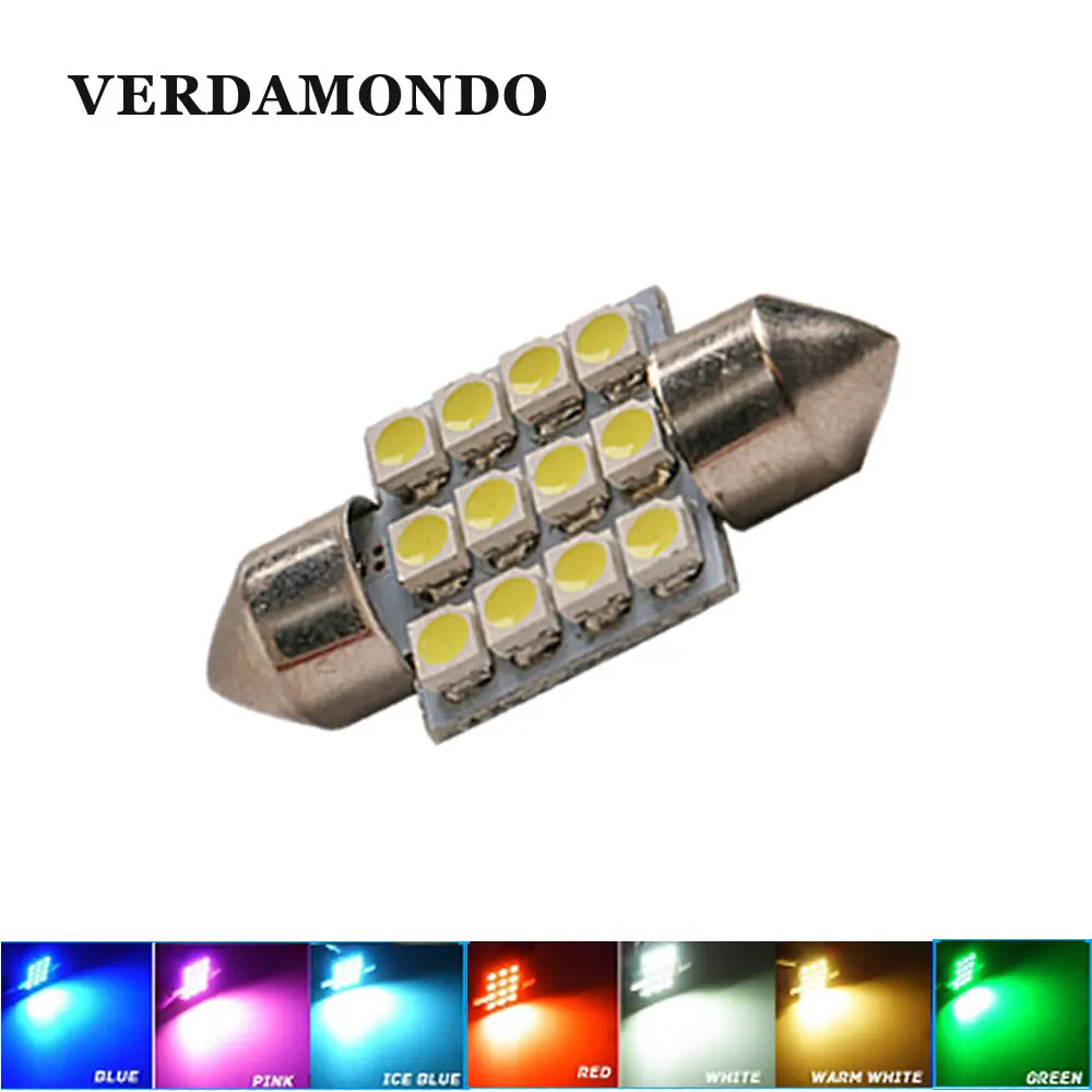 1 шт. 31 мм 12 SMD 3528 салона Купол с фестонами светодиодный светильник лампы теплые