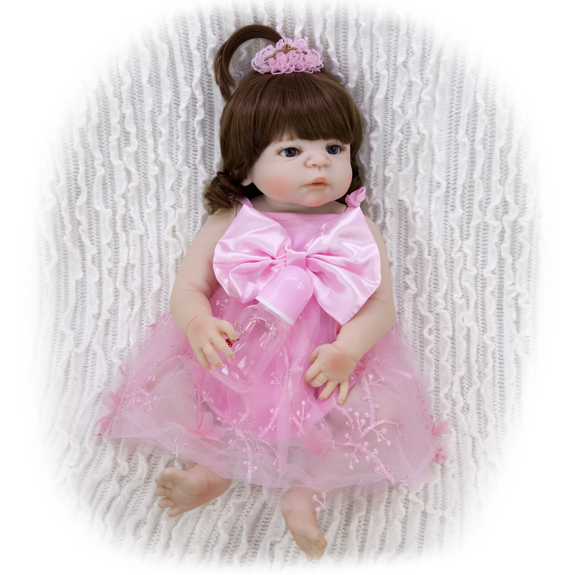 KEIUM 57cm Reborn Dolls Full Silicone Vinyl Girl Realistic Babies Toys For Christmas Gifts Lifelike Princess Newborn Doll | Игрушки и