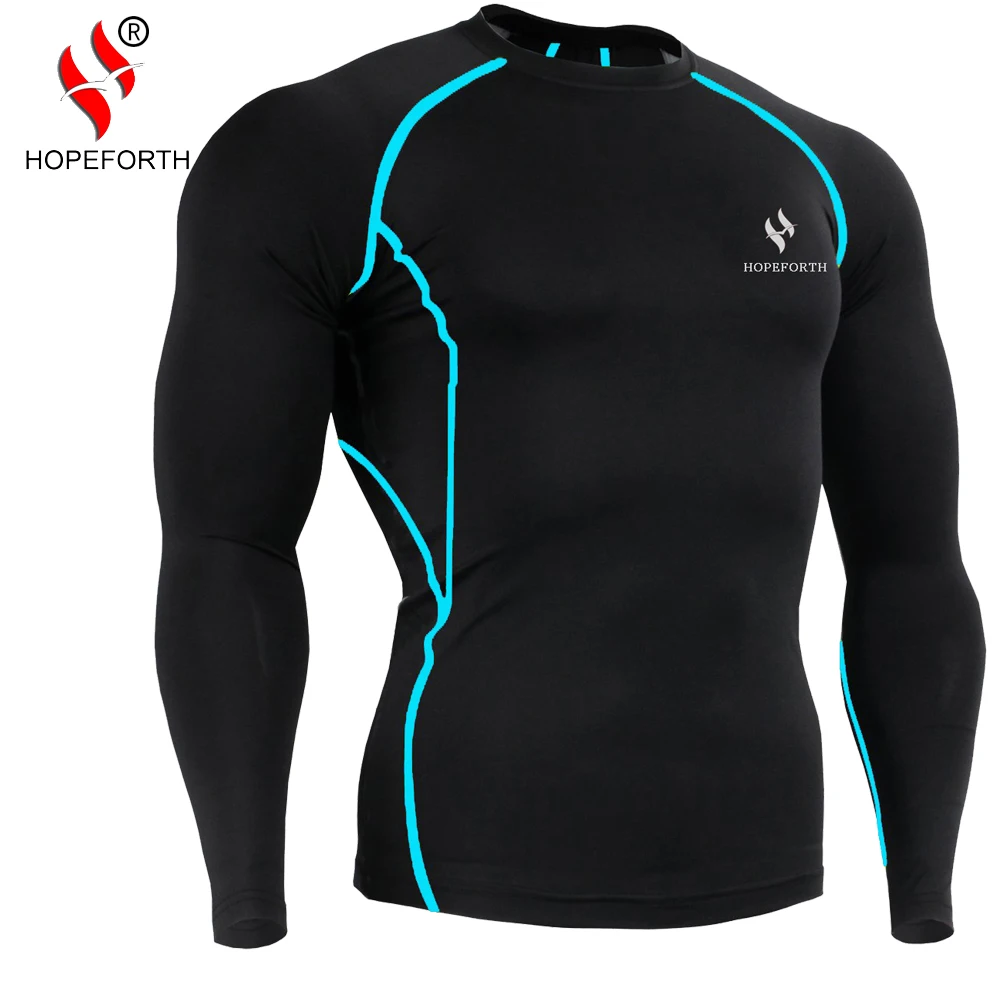 Мужская компрессионная футболка для бега плотная с длинными рукавами и базовым