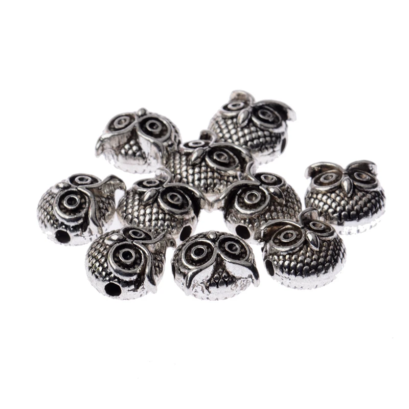 10 штук в лоте Очаровательные бусы из сплава сова золотого цвета форма ручной