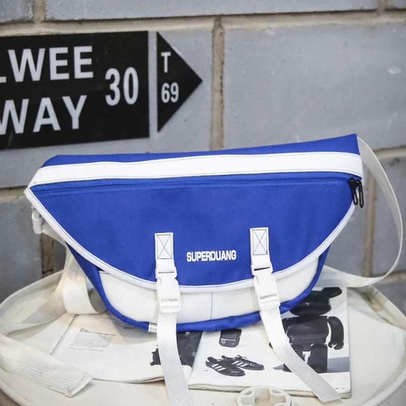 Blue Waist pack Трендовая сумка для пояса унисекс поясная сумка Уличная стильная сумка в стиле хип-хоп Мужская нагрудная сумка Холщовая Сумка через плечо - Цвет: Blue Waist pack