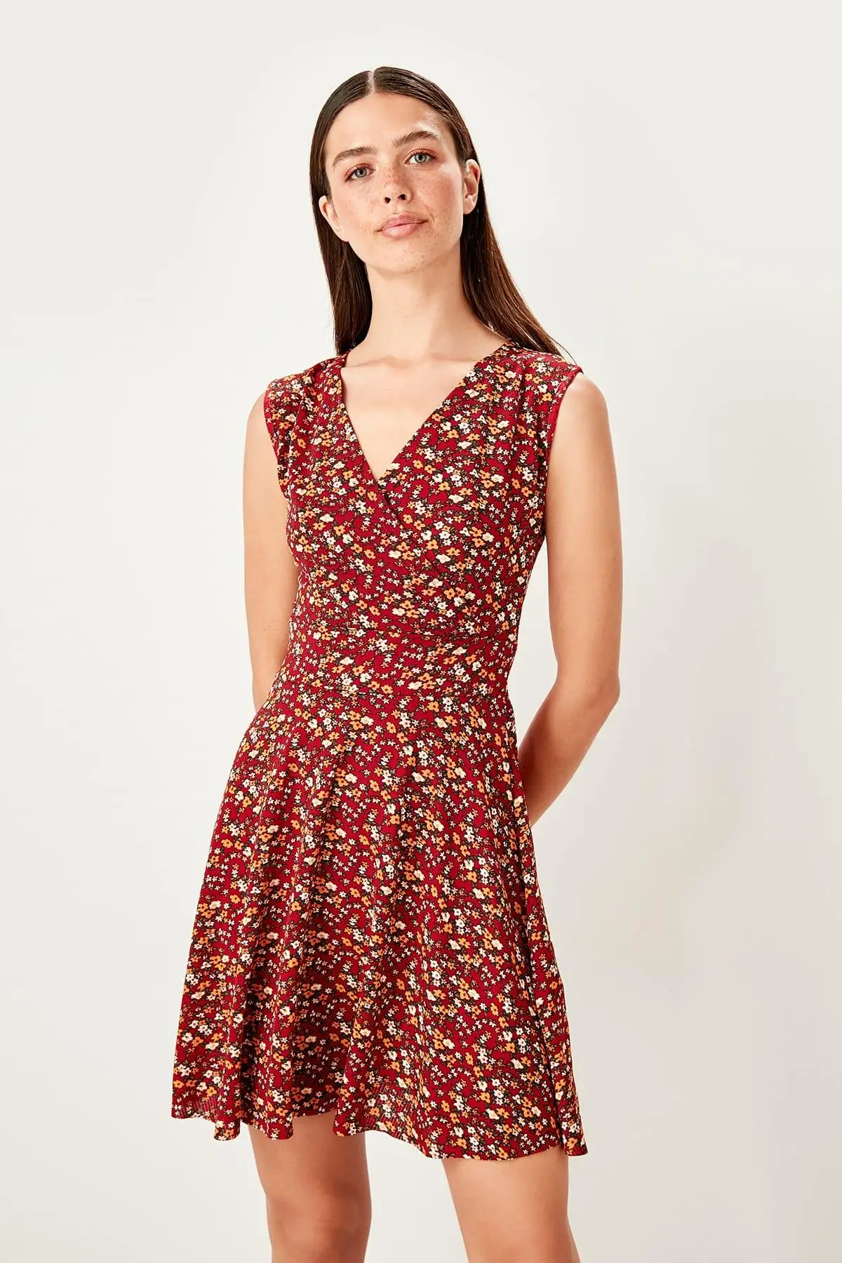 Trendyol бордовое мини трикотажное платье Desneli TWOSS19EL0344|Женские платья| |
