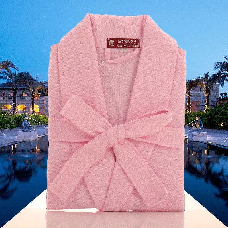 Халат кимоно хлопковый для мужчин и женщин вафельный банный халат одежда сна